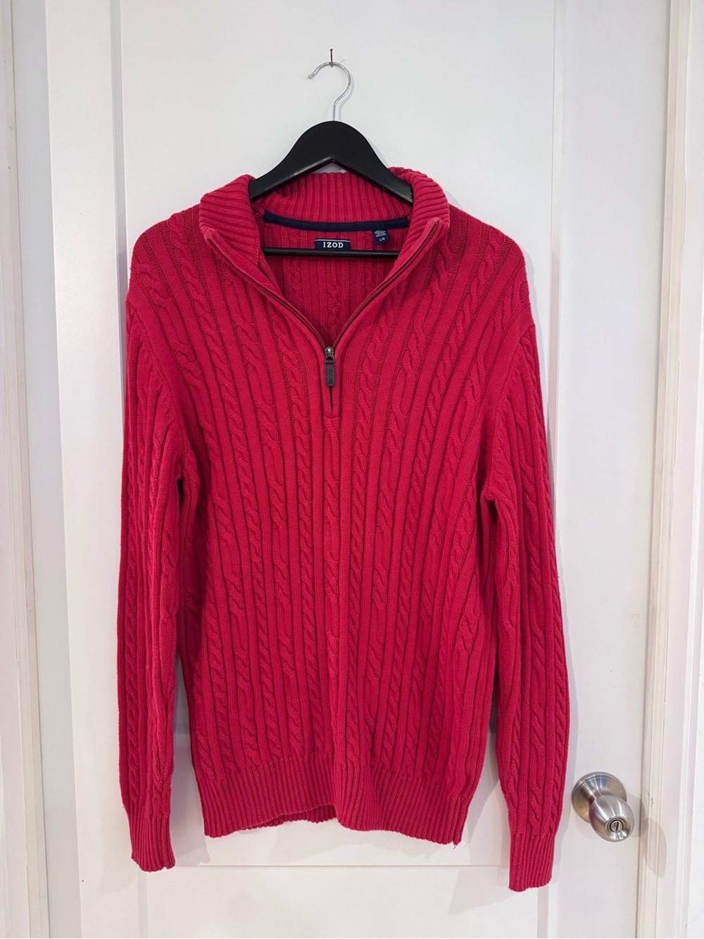 Izod Red Knit Half Zip Turtleneck Sweater